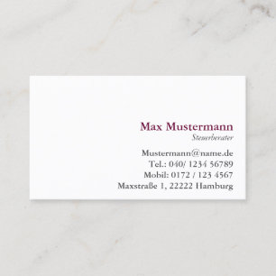 Menü Steuerberater Visitentententenkarte Visitenkarte
