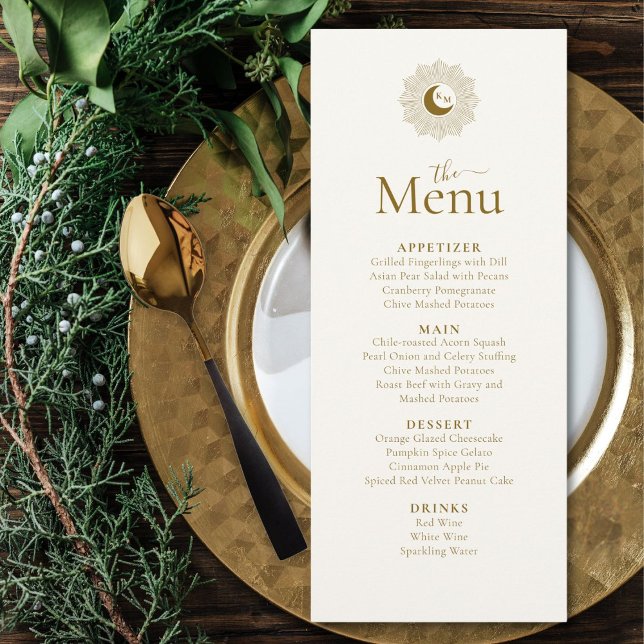 Menü "Sun and Moon Timeless Wedding Menu" Menükarte (Von Creator hochgeladen)