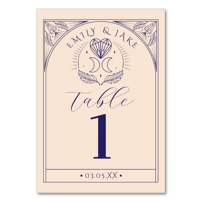 Menü Table Tarot Mystic Crystal Moons Numbers Tischnummer (Vorderseite)