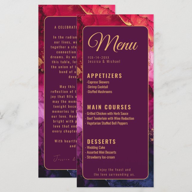 MENU + Text @ Back Celestial Elegance Marble Menükarte (Vorne/Hinten)