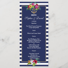 Menü "Tropical Floral Luau Navy Blue Stripes" Menükarte