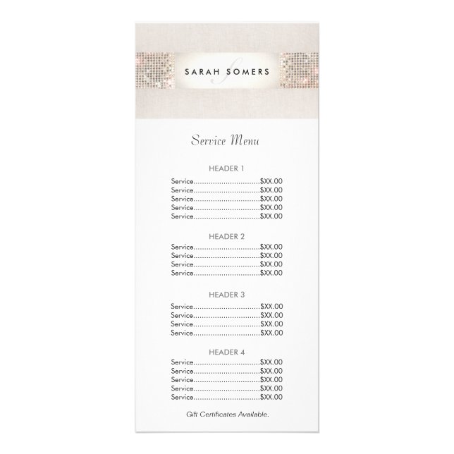 Menü "Turquoise and Silver Sequel Price List" (Vorne)