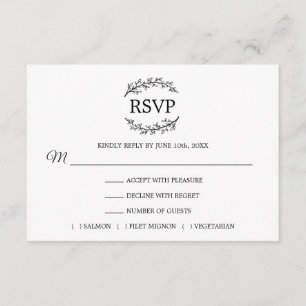 MENU-UAWG für Schwarz-weiße Branchen Monogram Begleitkarte