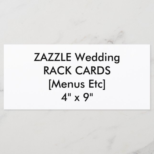 Menü und Programmkarten für Hochzeiten 4 Zoll x 9  Menükarte (Vorderseite)