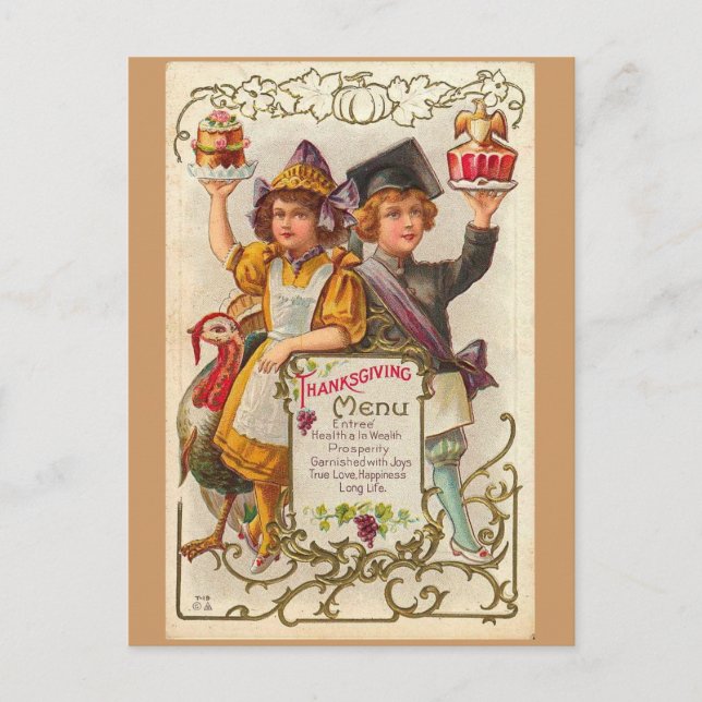 Menü "Vintag Erntedank" Postkarte (Vorderseite)