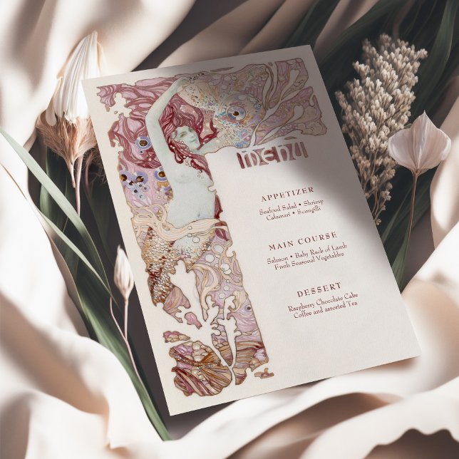 Menü Vintage Meerjungfrau Art Nouveau Einladung (Von Creator hochgeladen)