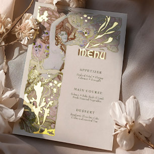 Menü Vintage Meerjungfrau Art Nouveau Folieneinladung