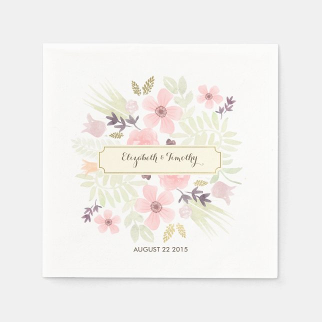 Menü "Wasserfarbe und Goldgarten" Custom Napkins Serviette (Vorderseite)