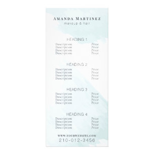 Menü "Watercolor Blue Salon Price List Service"