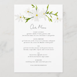 Menü "Watercolor Daisy Floral Wedding Menu" Menükarte
