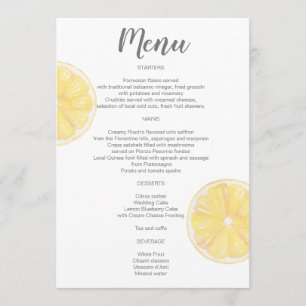 Menü "Watercolor Lemon Wedding" Menükarte