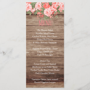 Menü - Weathered Wood Barrel and Lantern - Coral Menükarte