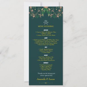 Menü Wedding Card - Elegante Green und GolFlat Car