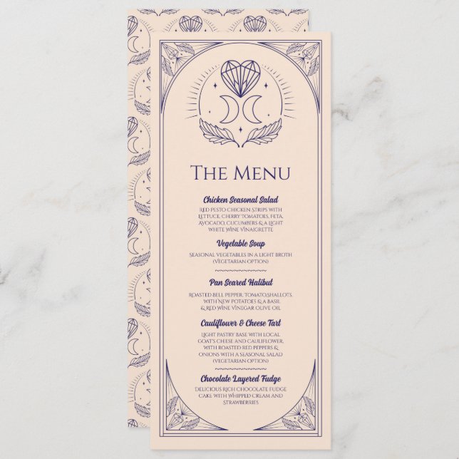 Menu Wedding Tarot Moon Heart Empfang Party Einladung (Vorne/Hinten)
