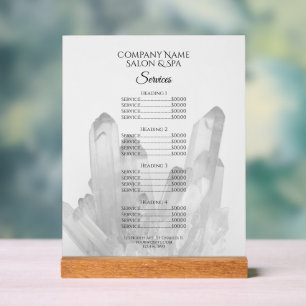 Menü "Wellness-Center Services" für Schwarzweiß-Kr Acrylschild