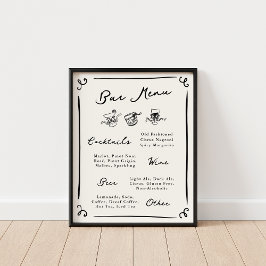 Menü "Whimsical Hand Drawing Bar" Poster