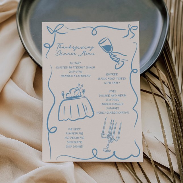 Menü "Whimsical Hand Drawing Erntedank" Feiertagskarte (Von Creator hochgeladen)