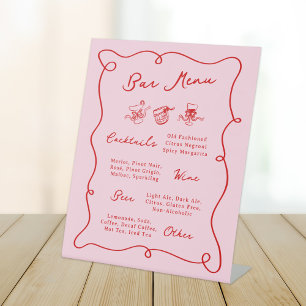 Menü "Whimsical Hand Drawing Pink & Red Bar Menu" Sockelschild