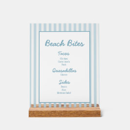 Menü "White and Blue Strip Beach Club Cabana Beach Acrylschild