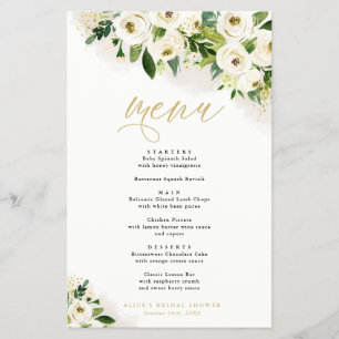 Menü "White and Gold Floral"