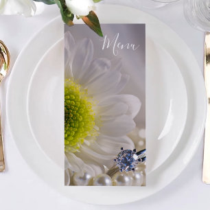 Menü "White Daisy and Diamond Ring Wedding" Menükarte