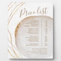 Menü "White Gold Glitzer Stylist Salon Price List"