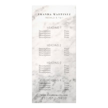 Menü "White Marble Salon Price List"