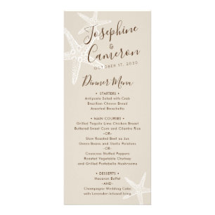 Menü "White Tan Starfish Beach Hochzeit in Urlaubs