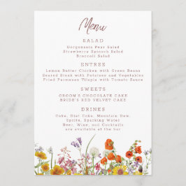 Menü "Wildblume" für Hochzeiten und Veranstaltunge Menükarte