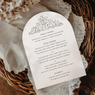 Menü zum Hochzeitsessen in Schwarz und Weiß des Wa Einladung