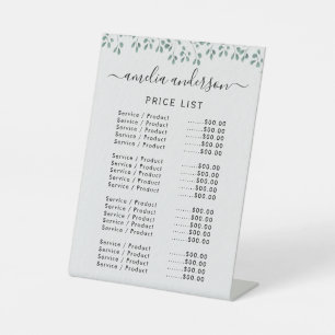 Menü zur einfachen Liste der grünen Preise Sockelschild