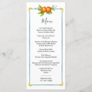 Menü zur Vintag orangefarbenen Illustration Menükarte