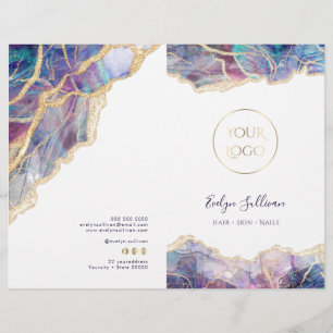 Menübroschüre zum lila Opal-Design