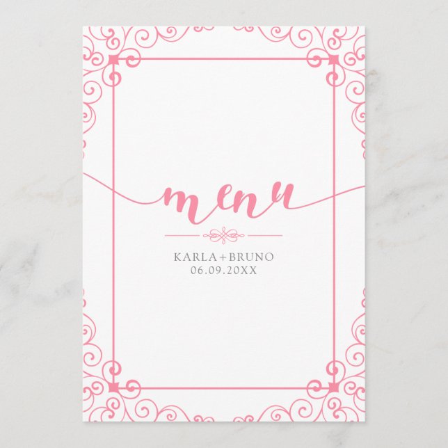 Menümoderne Typografie mit Vintagen Wirbel Menükarte (Vorderseite)