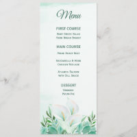 Menus der weißen Calla Lily Monogram