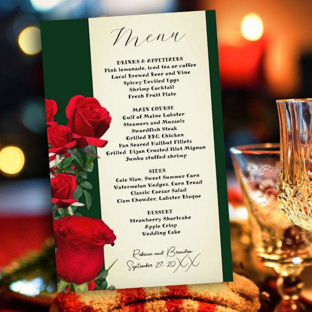 Menüvorlage für Vintage Rote Rosen (Von Creator hochgeladen)