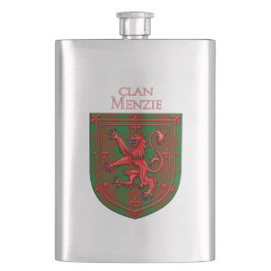 Menzie Tartan Scottish Kariert Lion Rampant Flachmann