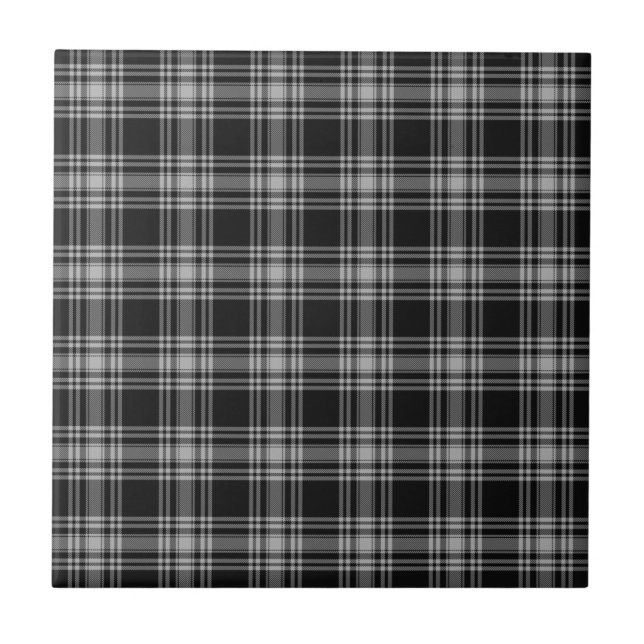 Menzies Black Scottish Tartan Kariertes Muster Fliese (Vorderseite)