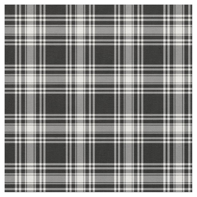 Menzies Black & White Moderner Tartan Stoff (Nahaufnahme)