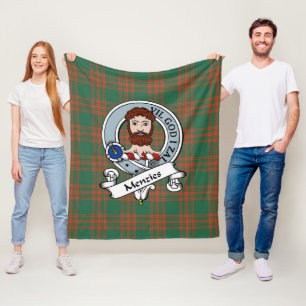 Menzies Green Ancient Clan Abzeichen Tartan Karier Fleecedecke