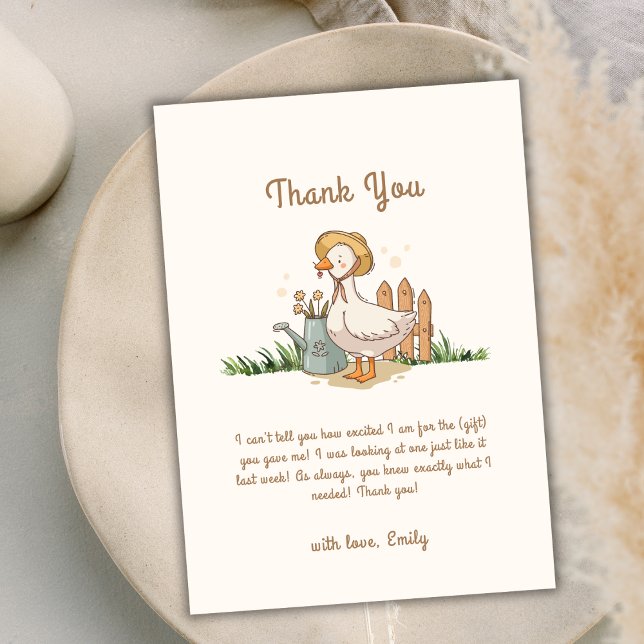 Meodow Vintag Little Duckling Garden Babydusche Dankeskarte (Meodow Vintage Little Duckling Garden Baby Shower Thank You Card)
