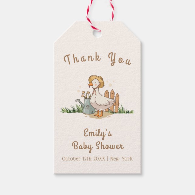 Meodow Vintag Little Duckling Garden Babydusche Geschenkanhänger (Vorderseite)