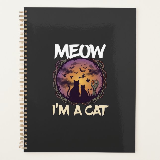 Meow Am Cat Halloween Night Witch Pumpkin_1 Planer (Vorderseite)