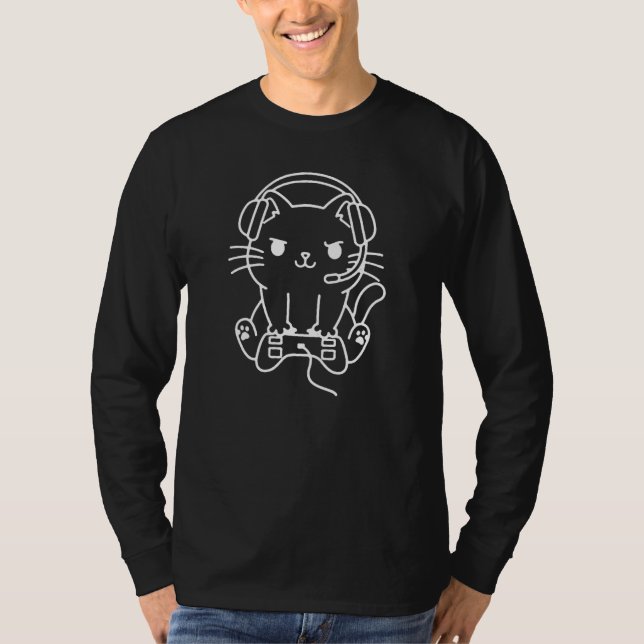 Meow and Game On with the Hilarious Gamer Cat Cute T-Shirt (Vorderseite)