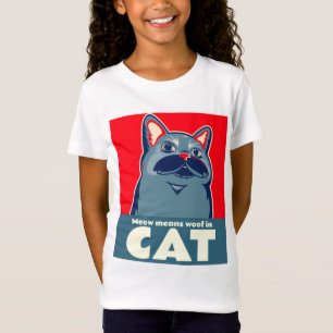 "Meow" bedeutet "Arbeit in Katzenkomik" niedlicher T-Shirt