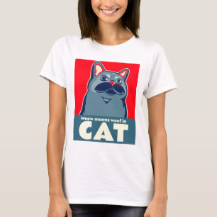 "Meow" bedeutet "Arbeit in Katzenkomik" niedlicher T-Shirt