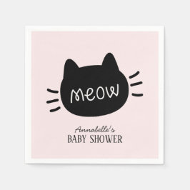 Meow Black Cat Face Pink Girl Baby Dusche Serviette