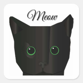 Meow Black Cat  Quadratischer Aufkleber