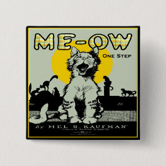 Meow Cat Art - Vintag Button