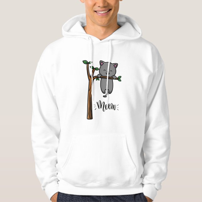 MEOW CAT AUF BAUM HOODIE (Vorderseite)
